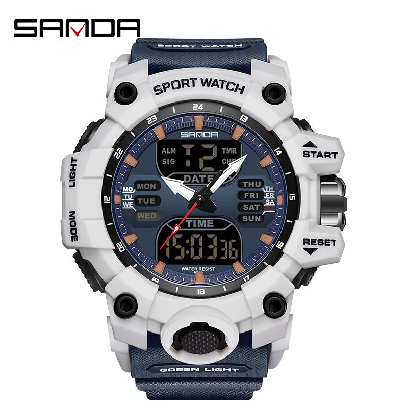 Sanda Fashionable And Cool Watch Men'S Outdoor Swimming Sports Waterproof Watch Junior High School Students Multi-Functional Dual Display Electronic Watch - Image 1